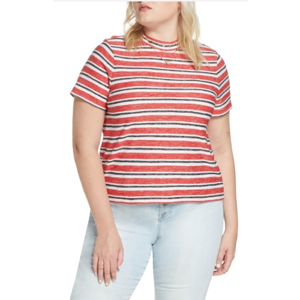 BP X Claudia Sulewski striped mock neck tee